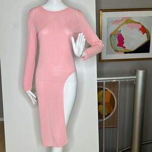 Chanel Sz S Powder Pink Summer Knit High Low Silk Knit Ling Sleeve Sweater